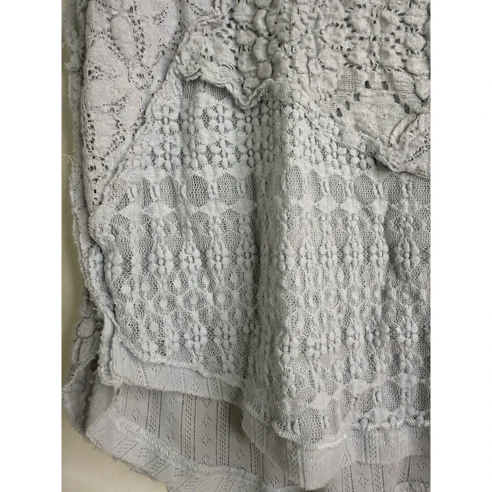Free People Light Blue Lace Layered Long Sleeve Top Size M Boho